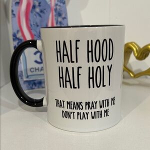 Half Hood Half Holy Ceramic Mug - Black & White